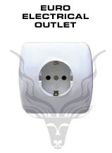 European Electrical Outlet – European standard is 220 Volts, two-pin outlets.